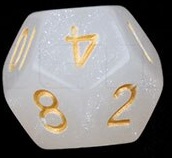 TLAMA games Hrací kostka dvanáctistěnná perleťová Barva: Bílá