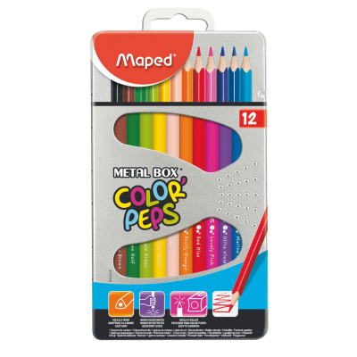 Pastelky Maped Metal Box - 12 ks