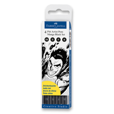 Popisovač F-C Pitt Artist Pen Manga Black plast 4 ks