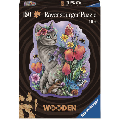 Ravensburger Dřevěné puzzle Kouzelná kočka 150 dílků