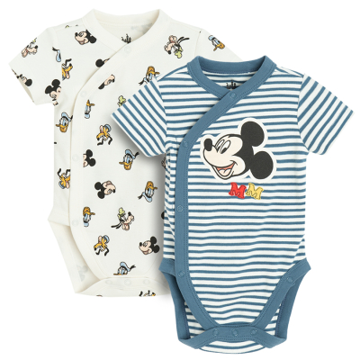 Body s krátkým rukávem Mickey Mouse 2 ks -krémové - 56 CREAMY