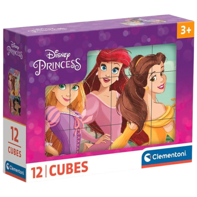 Clementoni - Obrázkové kostky - Disney princezny 12 kostek