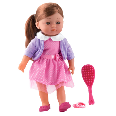 Dolls World Módní panenka Elizabeth brunetka s doplňky 36 cm