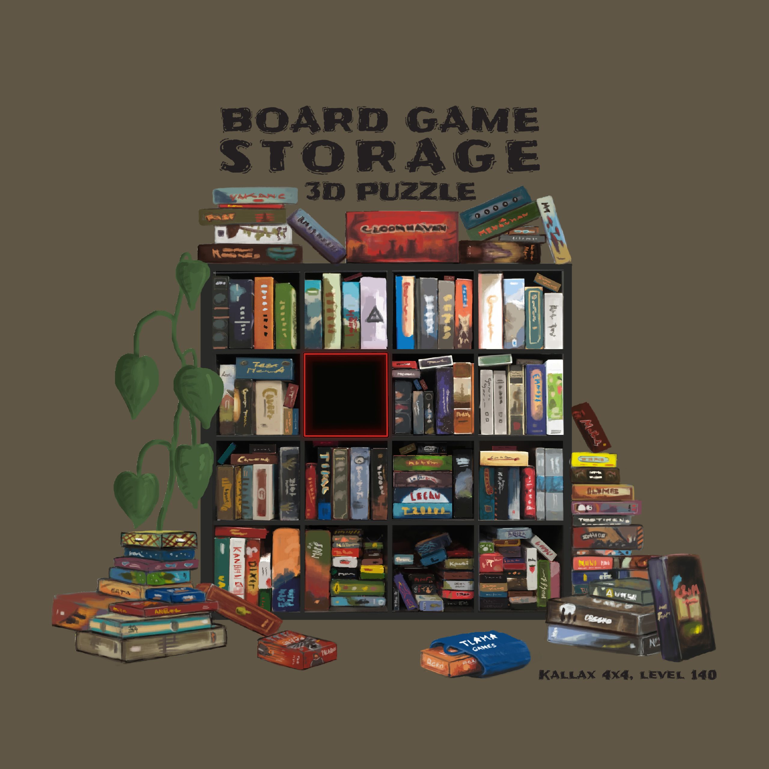 TLAMA games Poškozené - T-shirt "Storage 3D Puzzle" (Hnědá