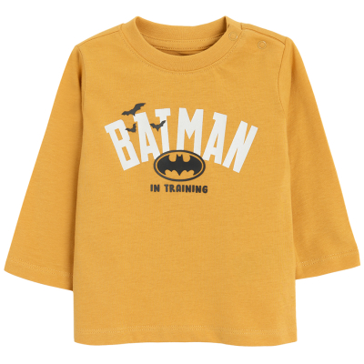 Tričko s dlouhým rukávem a potiskem Batman- žluté - 62 YELLOW