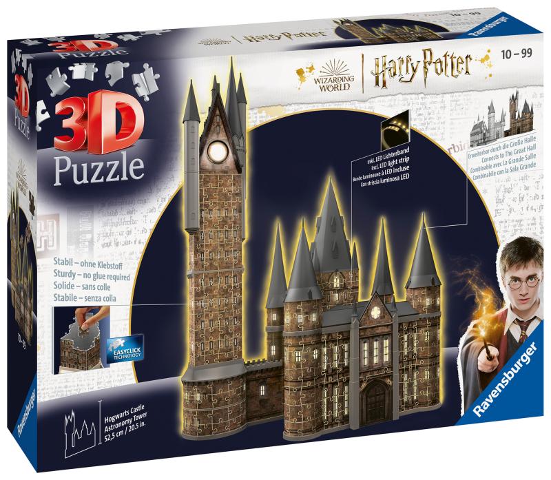 Ravensburger Poškozené - Puzzle 3D Harry Potter: Bradavický hrad - Astronomická věž 540 dílků (noční edice)